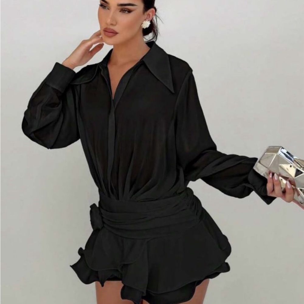 Elegant Black Ruffled Dress